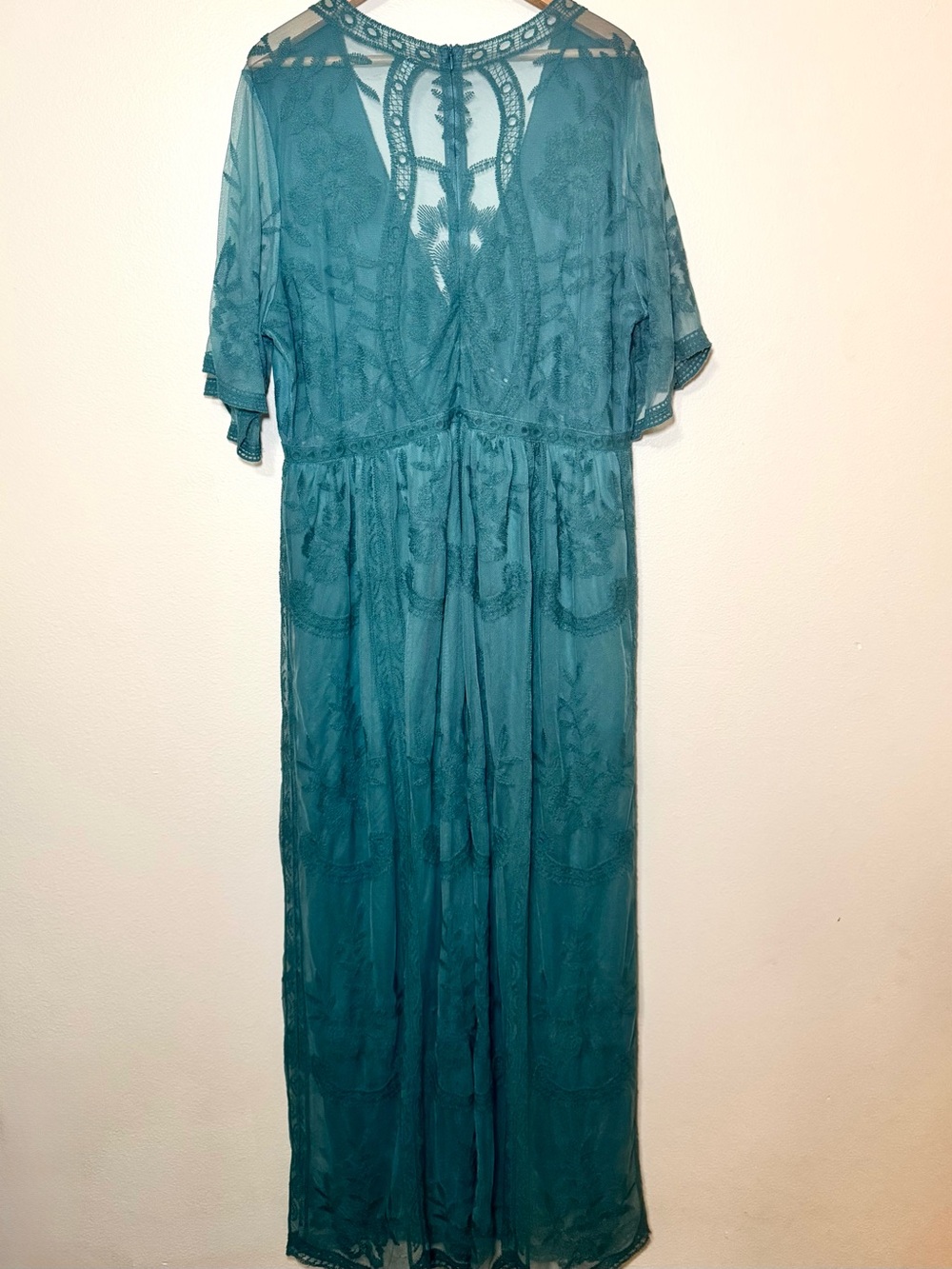 PinkBlush Teal Lace Maxi Dress 2XL Maternity Empire Waist Photoshoot - Picture 2 of 12